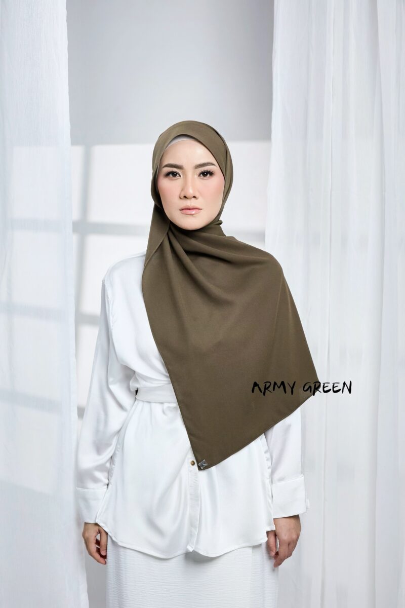 Korean Chiffon Shawl - ARMY GREEN