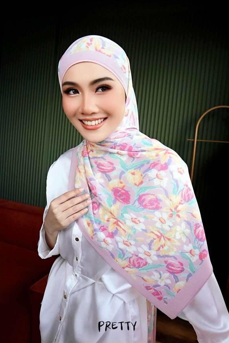 Sara Pleated Printed Shawl - PRETTY