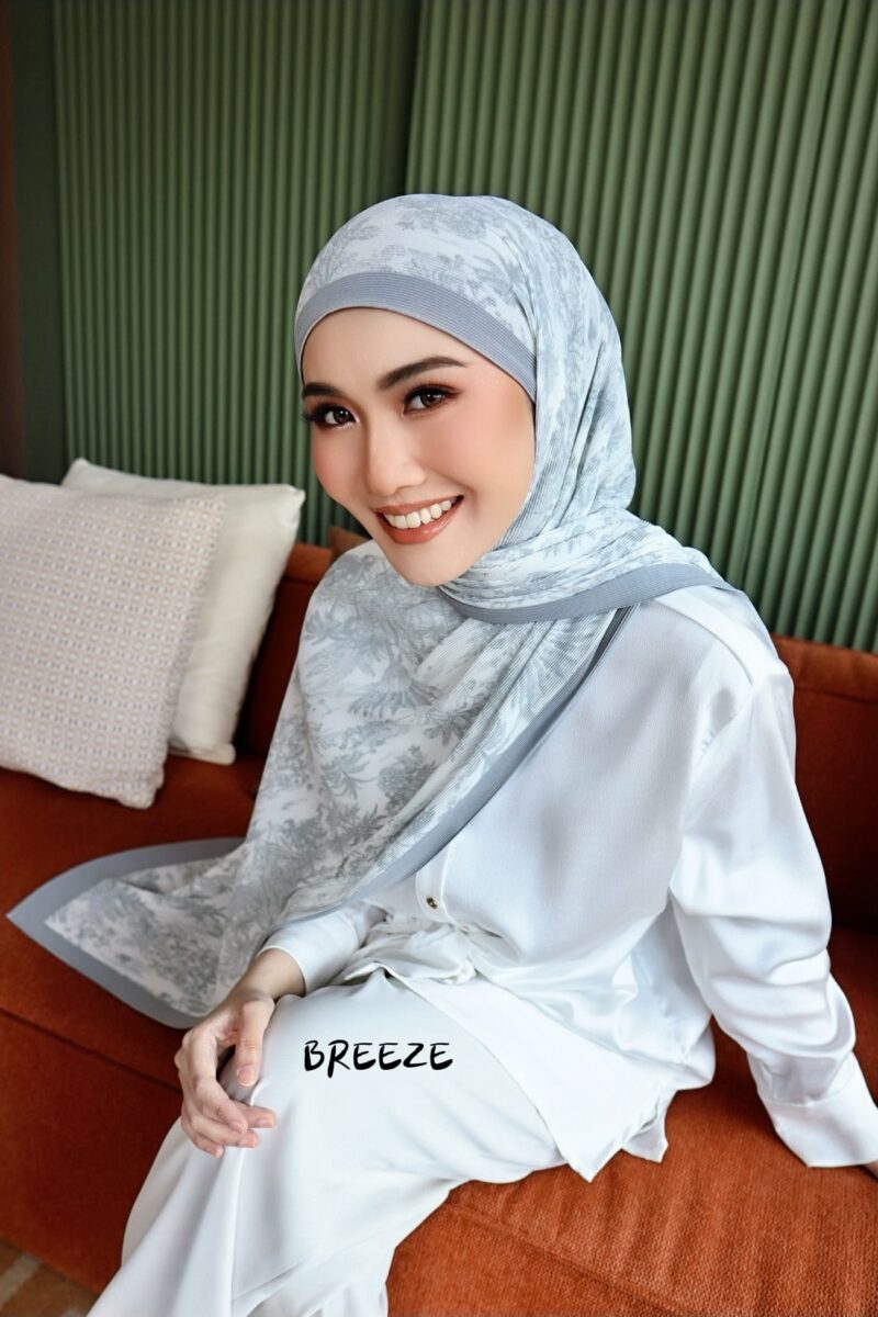 Sara Pleated Printed Shawl - BREEZE